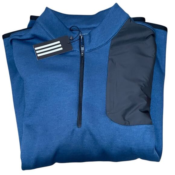 Adidas NEW Size XL Golf Mens Club Performance 1/2 Zip Sweater Mineral Blue Warm - Picture 4 of 10